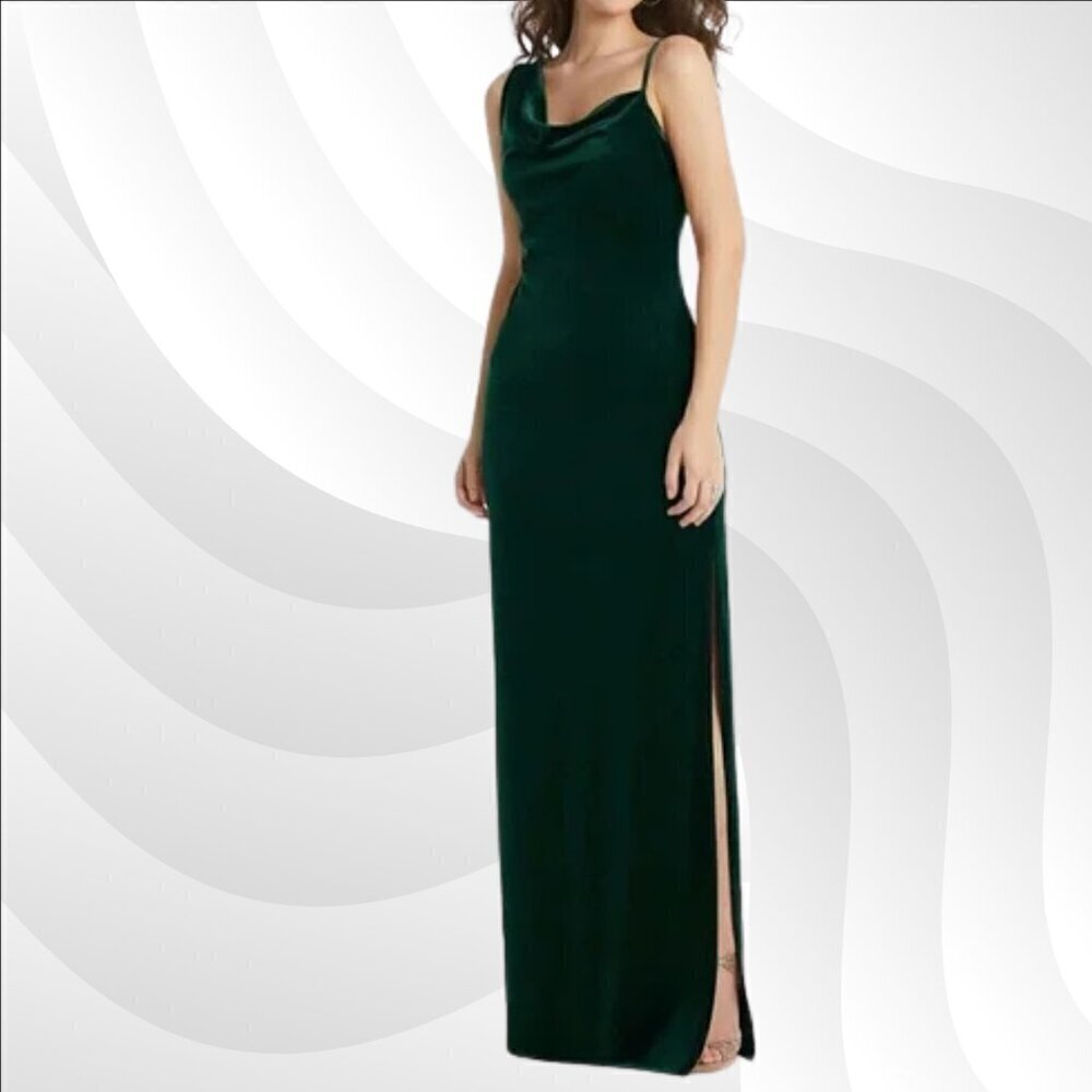 2/$50 Social Bridesmaids Lux Velvet Evergreen Slip Maxi Dress Size M | Elegant